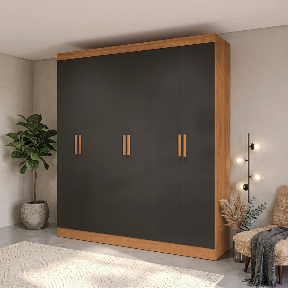 Placard Ropero Kappesberg 6 Puertas 180x200 Canela/Negro