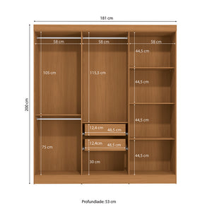 Placard Ropero Kappesberg 6 Puertas 180x200 Canela/Negro