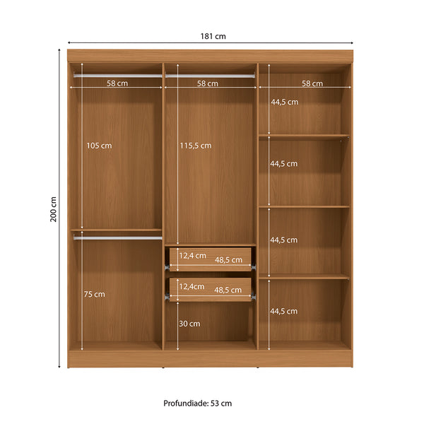 Placard Ropero Kappesberg 6 Puertas 180x200 Canela/Negro