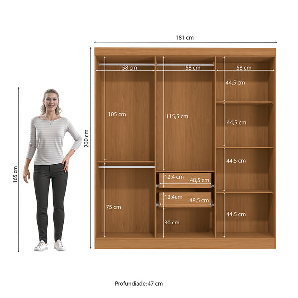 Placard Ropero Kappesberg 6 Puertas 180x200 Canela/Negro