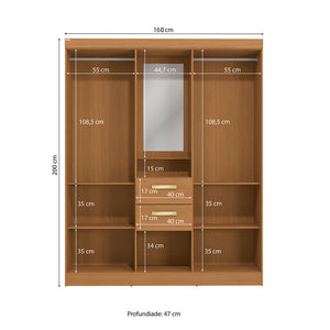Placard Ropero Kappesberg 4 Puertas 160x200 Canela