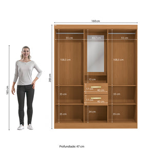 Placard Ropero Kappesberg 4 Puertas 160x200 Canela