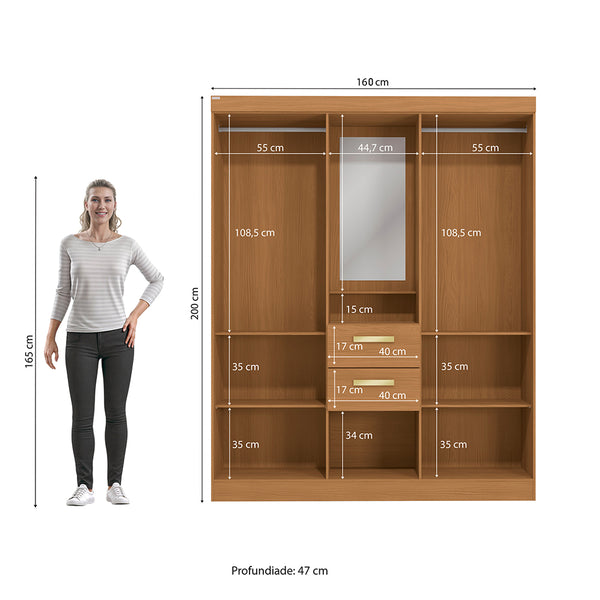 Placard Ropero Kappesberg 4 Puertas 160x200 Canela