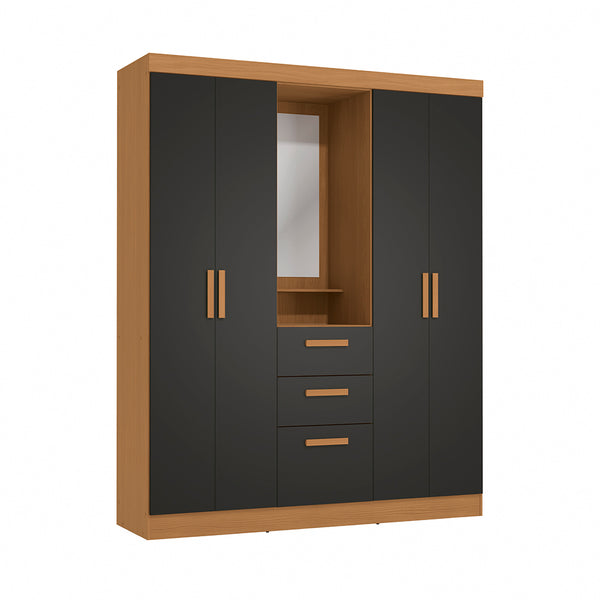 Placard Ropero Kappesberg 4 Puertas 160x200 Canela/Negro