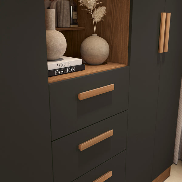 Placard Ropero Kappesberg 4 Puertas 160x200 Canela/Negro