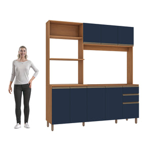 Cocina Integral Kappesberg 192.5cm Canela/Azul Sin Tarja