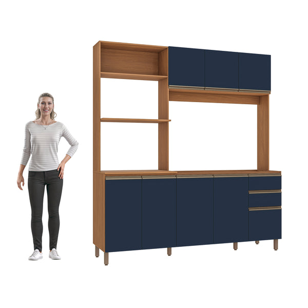 Cocina Integral Kappesberg 192.5cm Canela/Azul Sin Tarja