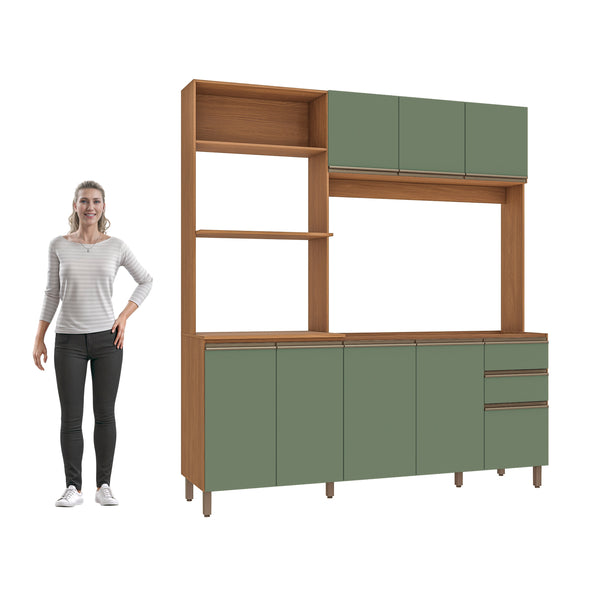 Cocina Integral Kappesberg 192.5cm Canela/Verde Sin Tarja