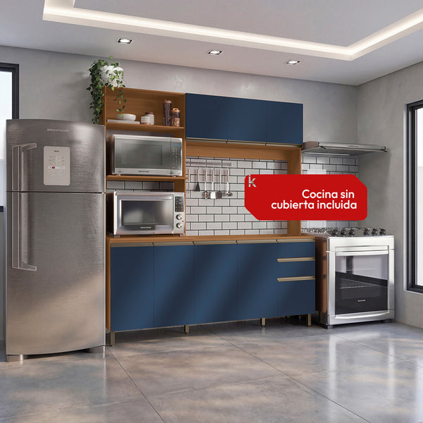 Cocina Integral Kappesberg 192.5cm Canela/Azul Sin Tarja