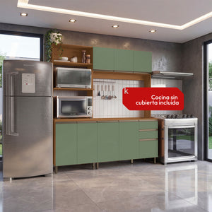 Cocina Integral Kappesberg 192.5cm Canela/Verde Sin Tarja