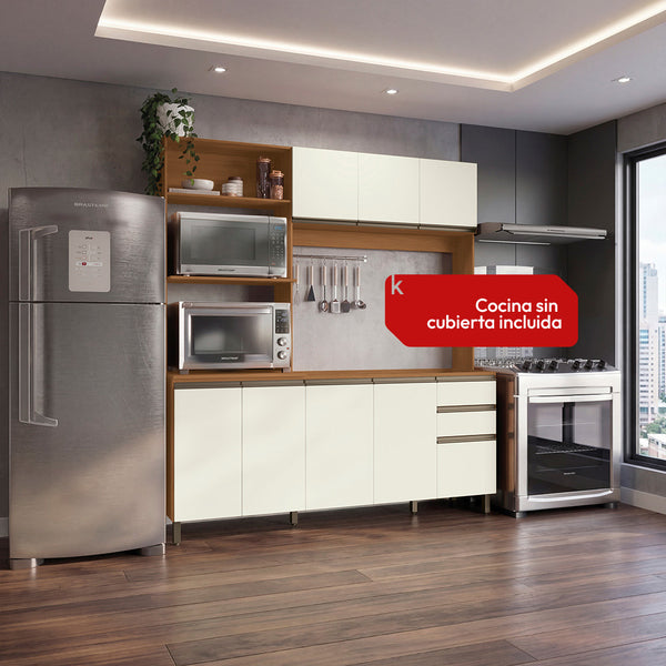 Cocina Integral Kappesberg 192.5cm Canela/Blanco Sin Tarja