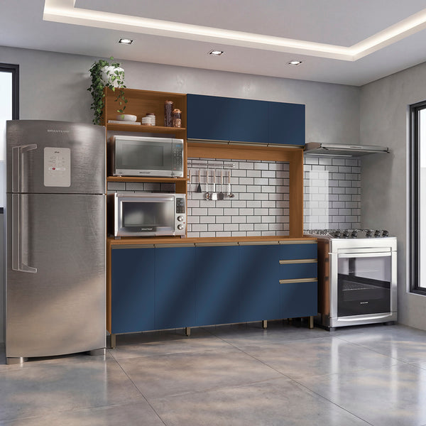 Cocina Integral Kappesberg 192.5cm Canela/Azul Sin Tarja