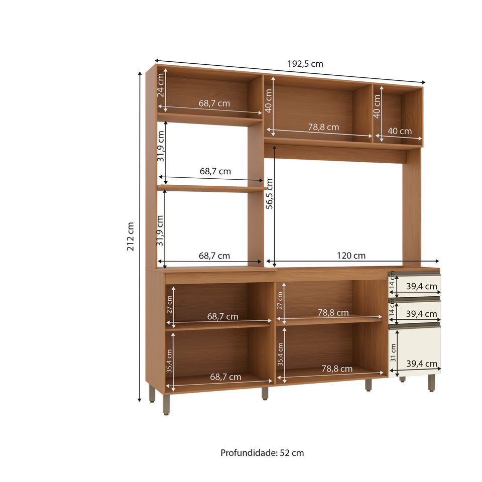 Cocina Integral Kappesberg 192.5cm Canela/Blanco Sin Tarja
