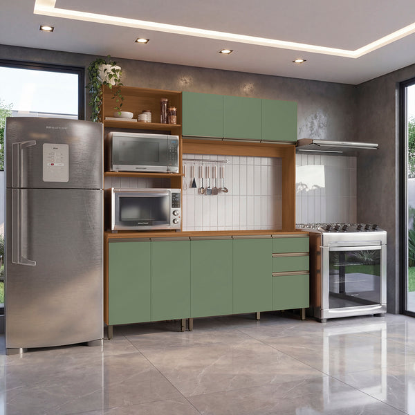 Cocina Integral Kappesberg 192.5cm Canela/Verde Sin Tarja