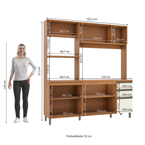 Cocina Integral Kappesberg 192.5cm Canela/Blanco Sin Tarja