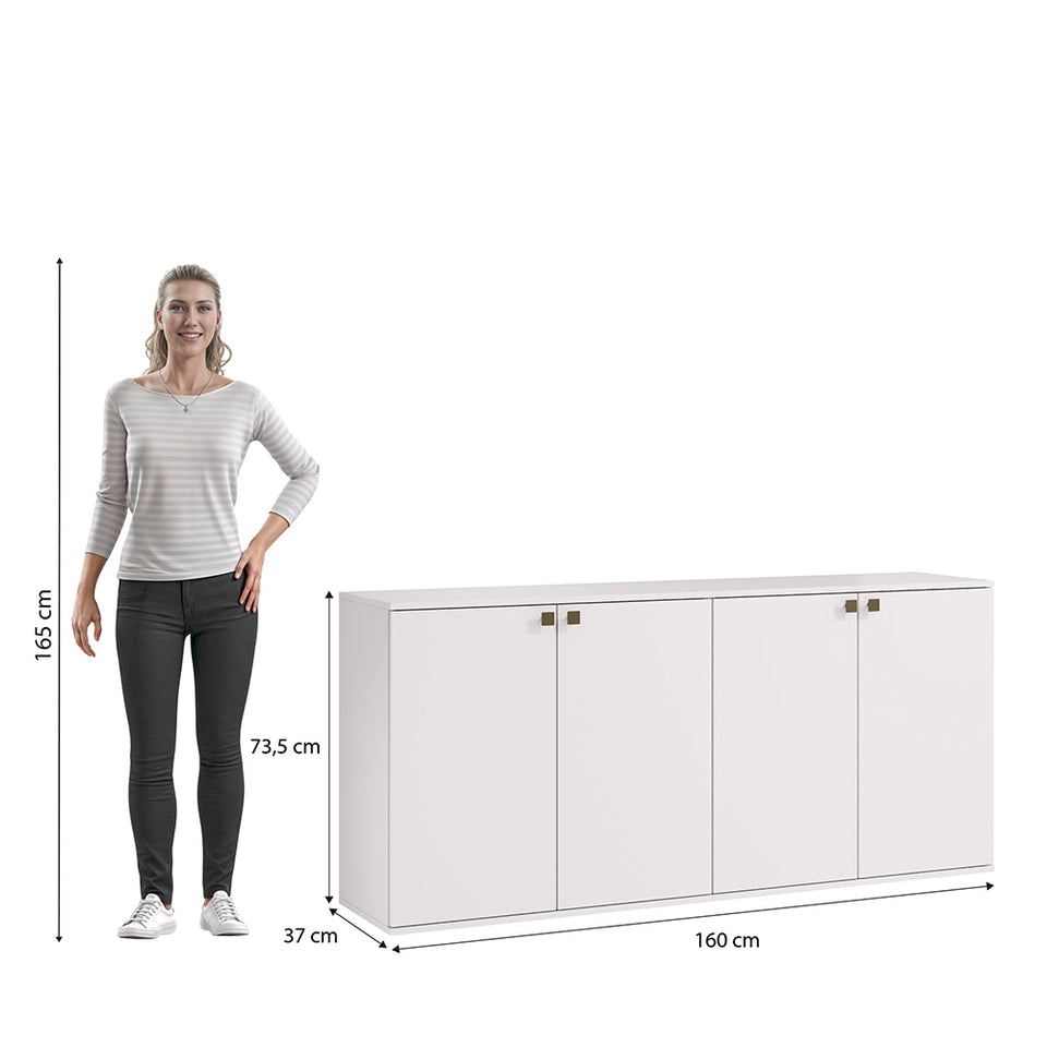 Rack TV Flotante 160cm 4 Puertas Kappesberg Blanco