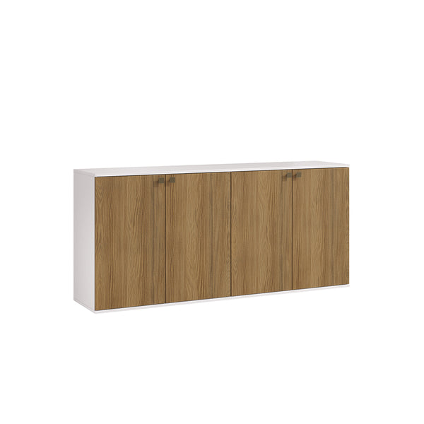Rack TV Flotante 160cm 4 Puertas Kappesberg Blanco Nogal