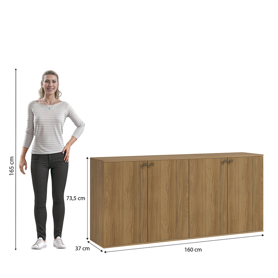 Rack TV Flotante 160cm 4 Puertas Kappesberg Nogal