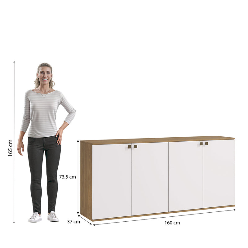 Rack TV Flotante 160cm 4 Puertas Kappesberg Nogal Blanco