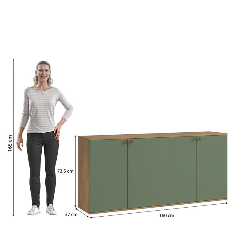 Rack TV Flotante 160cm 4 Puertas Kappesberg Nogal Verde