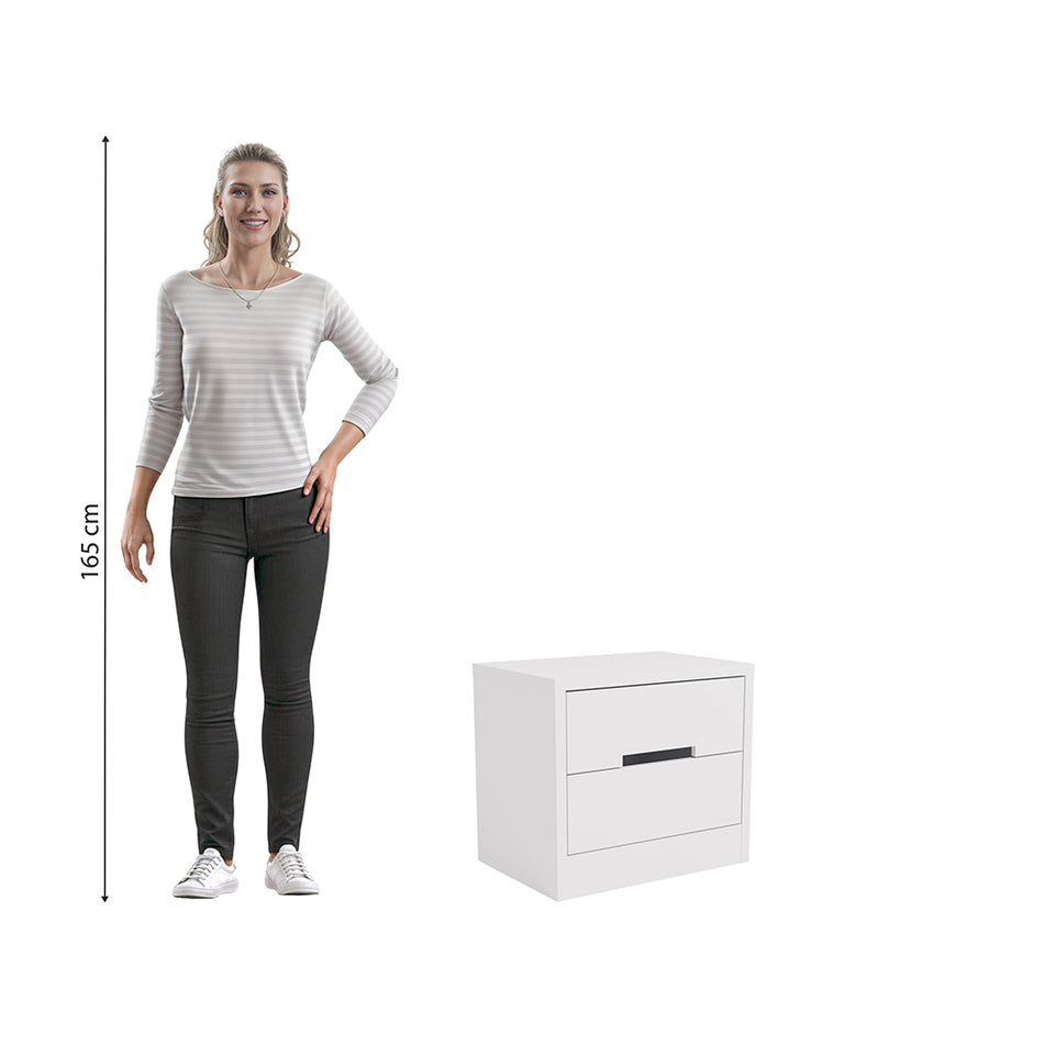 Mesa de Luz 2 Cajones 54cm Kappesberg Blanco