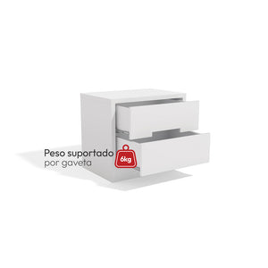 Mesa de Luz 2 Cajones 54cm Kappesberg Blanco