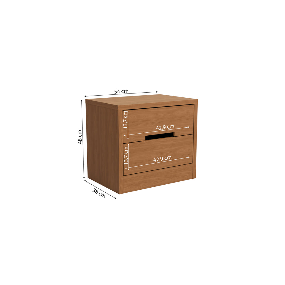 Mesa de Luz 2 Cajones 54cm Kappesberg Canela