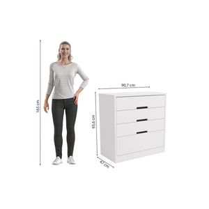 Cómoda con 4 Cajones 91cm MDP y MDF Kappesberg Blanco