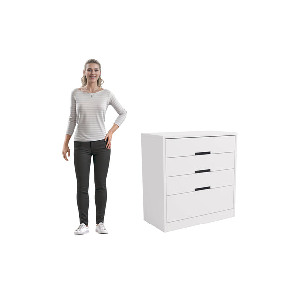 Cómoda con 4 Cajones 91cm MDP y MDF Kappesberg Blanco