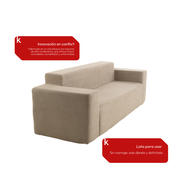 Sofá 3 Cuerpos 236cm Bouclé Kappesberg Capuccino