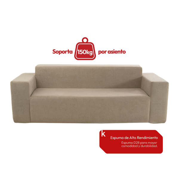 Sofá 3 Cuerpos 236cm Bouclé Kappesberg Capuccino