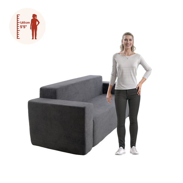 Sofá 3 Cuerpos 236cm Bouclé Kappesberg Azul Titanio