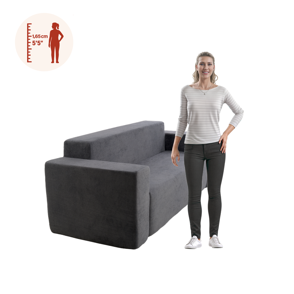 Sofá 3 Cuerpos 236cm Bouclé Kappesberg Azul Titanio