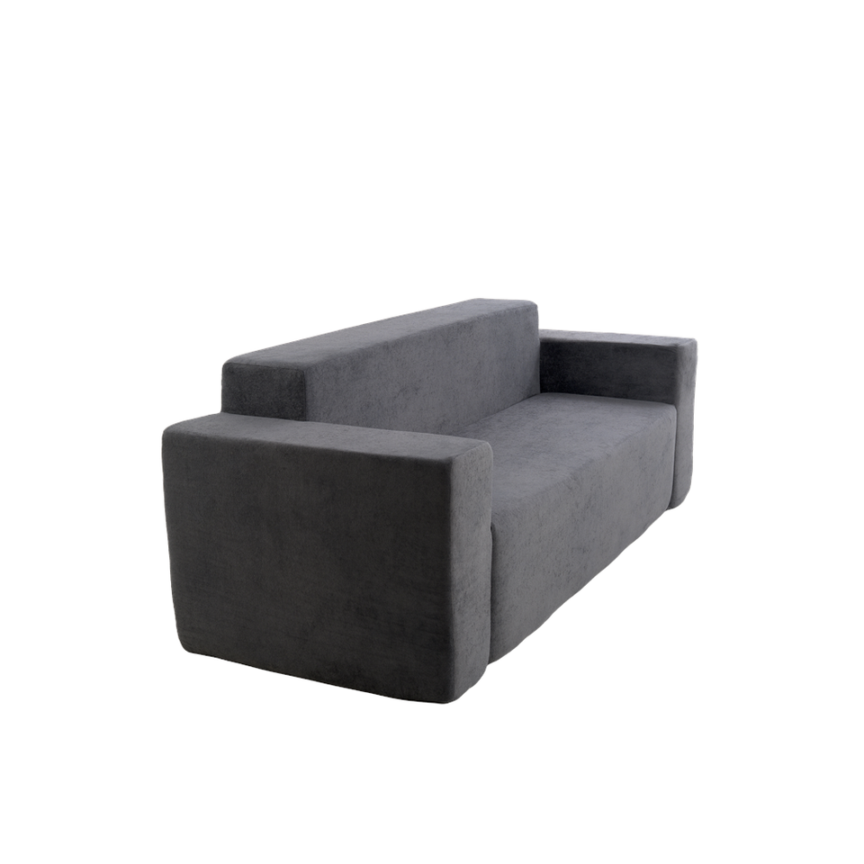 Sofá 3 Cuerpos 236cm Bouclé Kappesberg Azul Titanio