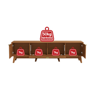 Rack Mueble TV 75" MDP 180cm 3 Portas Kappesberg Canela