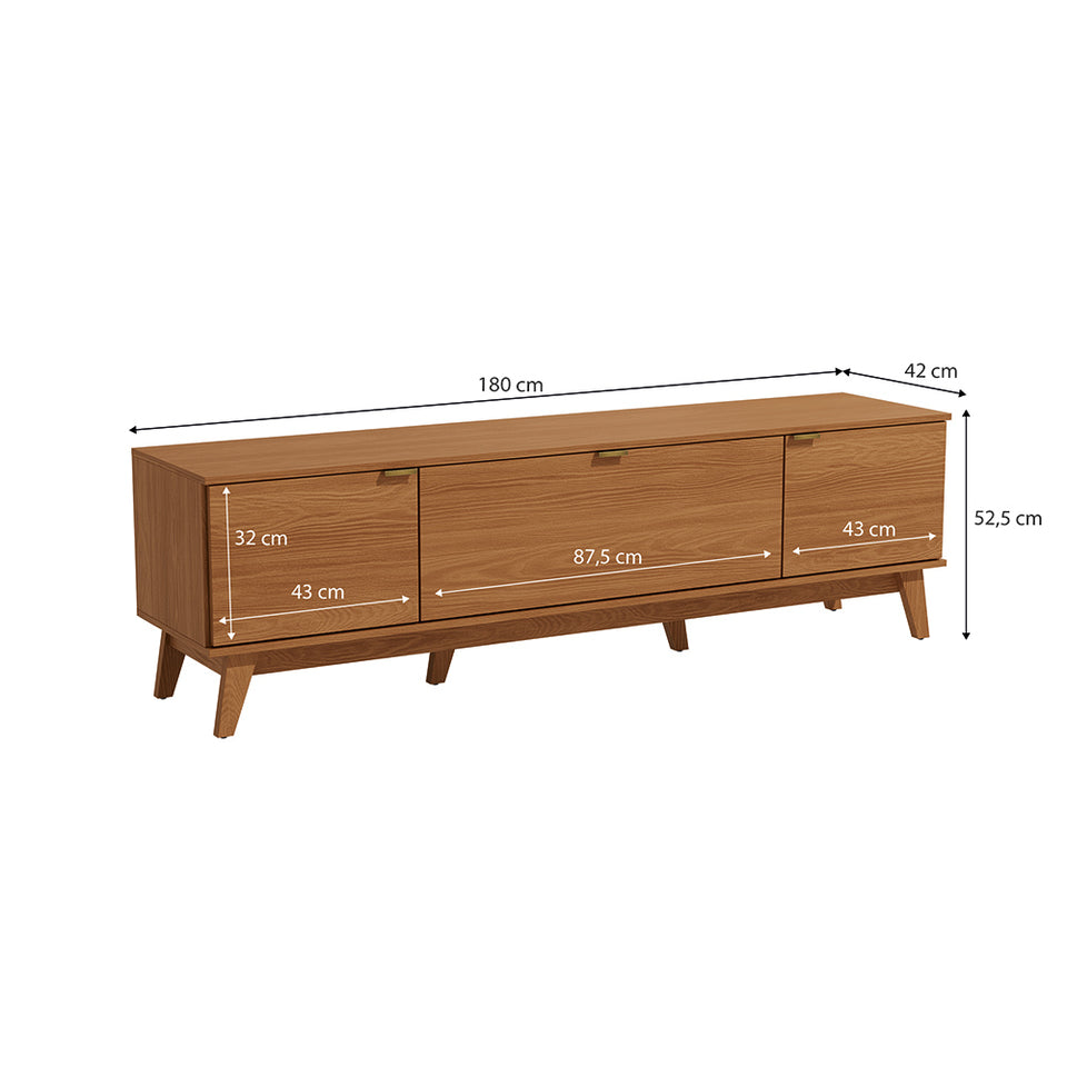 Rack Mueble TV 75" MDP 180cm 3 Portas Kappesberg Canela