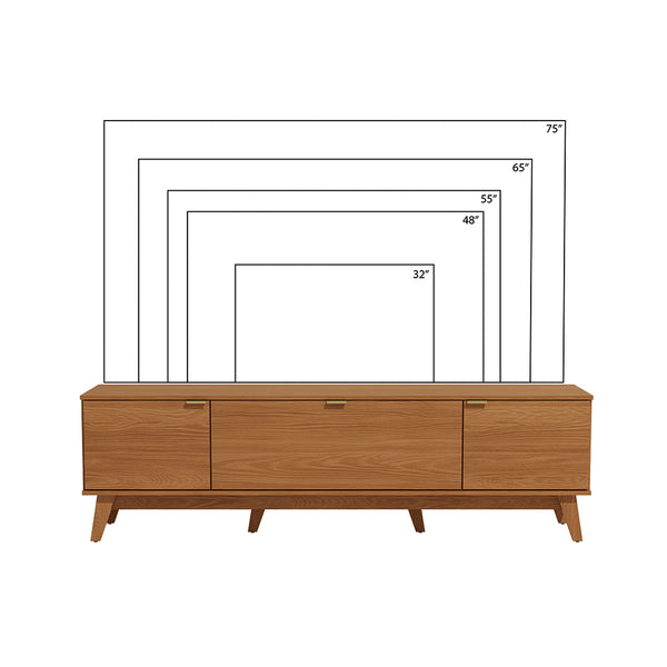 Rack Mueble TV 75" MDP 180cm 3 Portas Kappesberg Canela