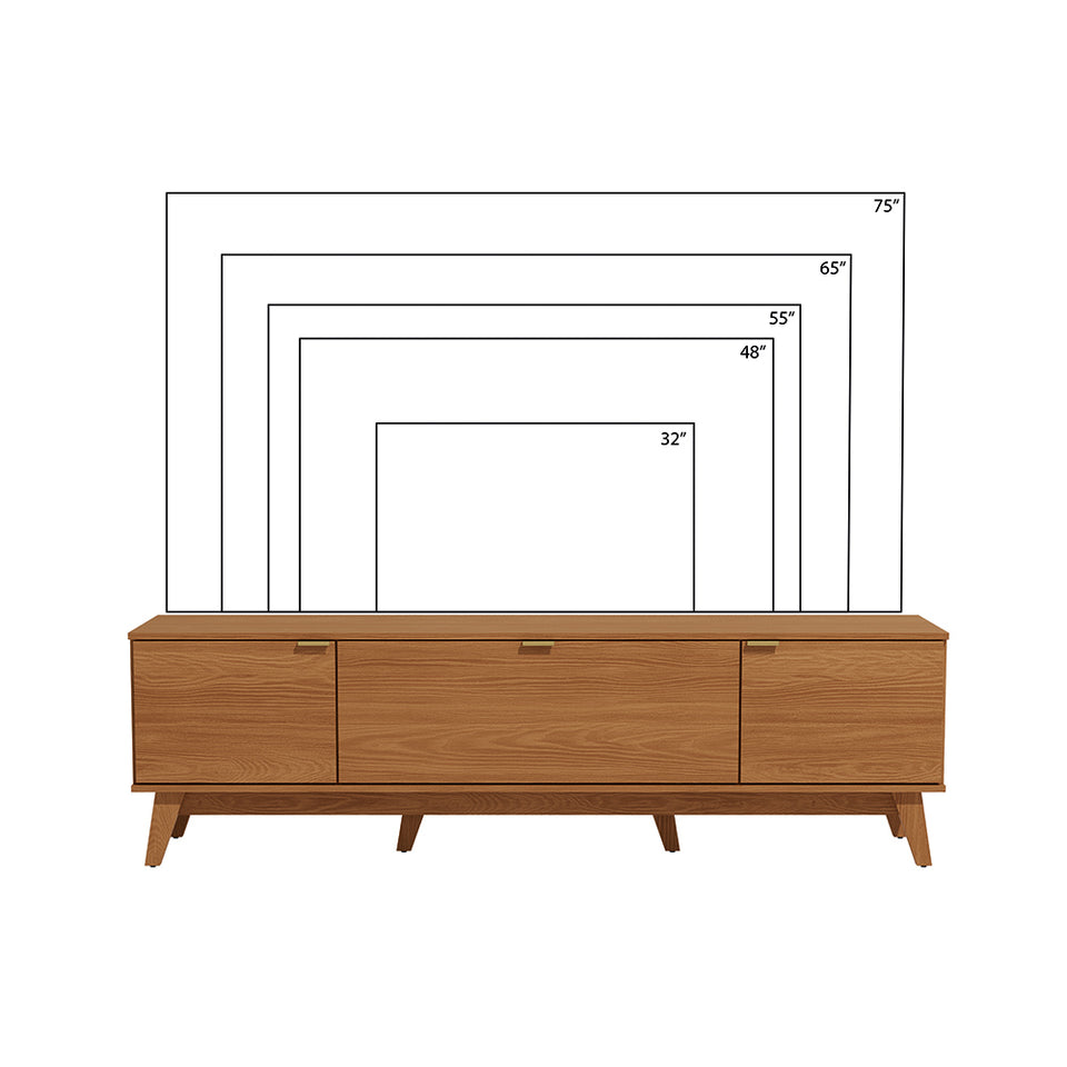 Rack Mueble TV 75" MDP 180cm 3 Portas Kappesberg Canela