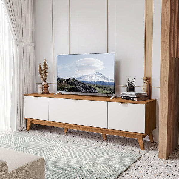 Rack Mueble TV 75" MDP 180cm Kappesberg Canela/Blanco