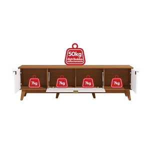 Rack Mueble TV 75" MDP 180cm Kappesberg Canela/Blanco