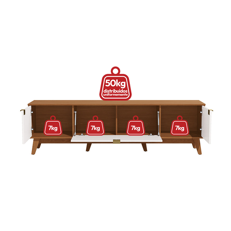 Rack Mueble TV 75" MDP 180cm Kappesberg Canela/Blanco