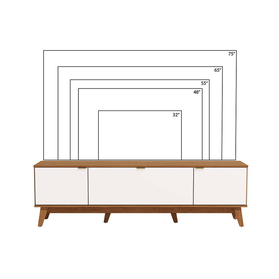 Rack Mueble TV 75" MDP 180cm Kappesberg Canela/Blanco