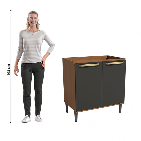 Bajo Mesada 80cm MDP Kappesberg Canela y Negro