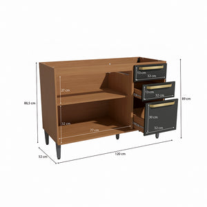 Bajo Mesada 120cm MDP Kappesberg Canela y Negro