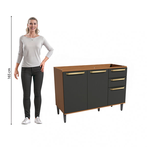 Bajo Mesada 120cm MDP Kappesberg Canela y Negro