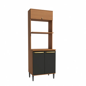 Mueble Horno Microondas 70cm MDP Kappesberg Canela y Negro