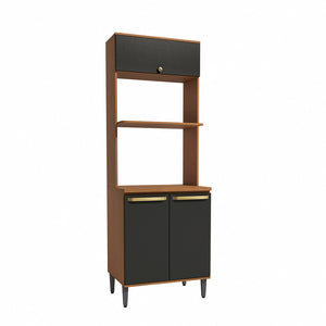 Mueble Horno Microondas 70cm MDP Kappesberg Canela y Negro