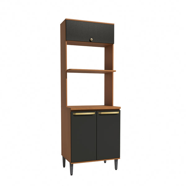 Mueble Horno Microondas 70cm MDP Kappesberg Canela y Negro