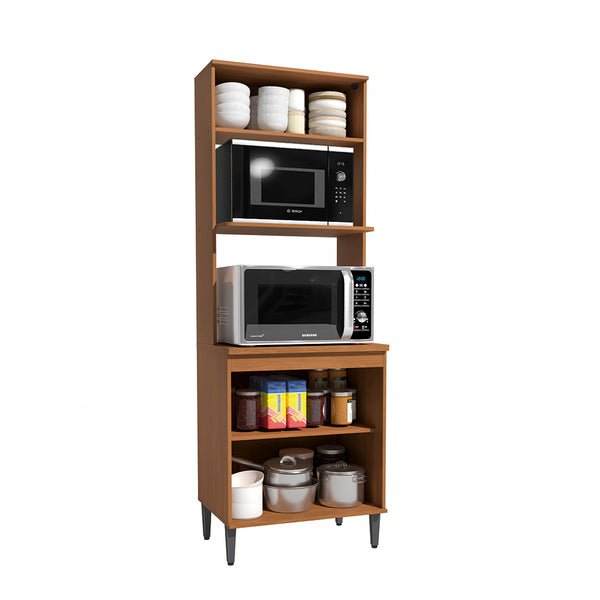 Mueble Horno Microondas 70cm MDP Kappesberg Canela y Negro