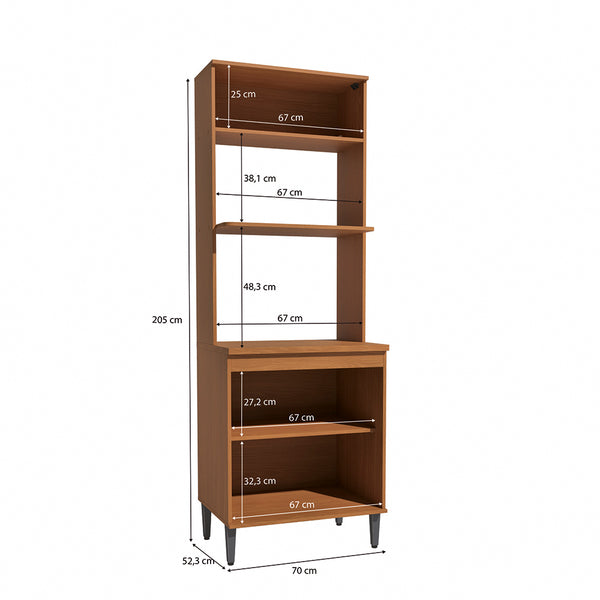 Mueble Horno Microondas 70cm MDP Kappesberg Canela y Negro